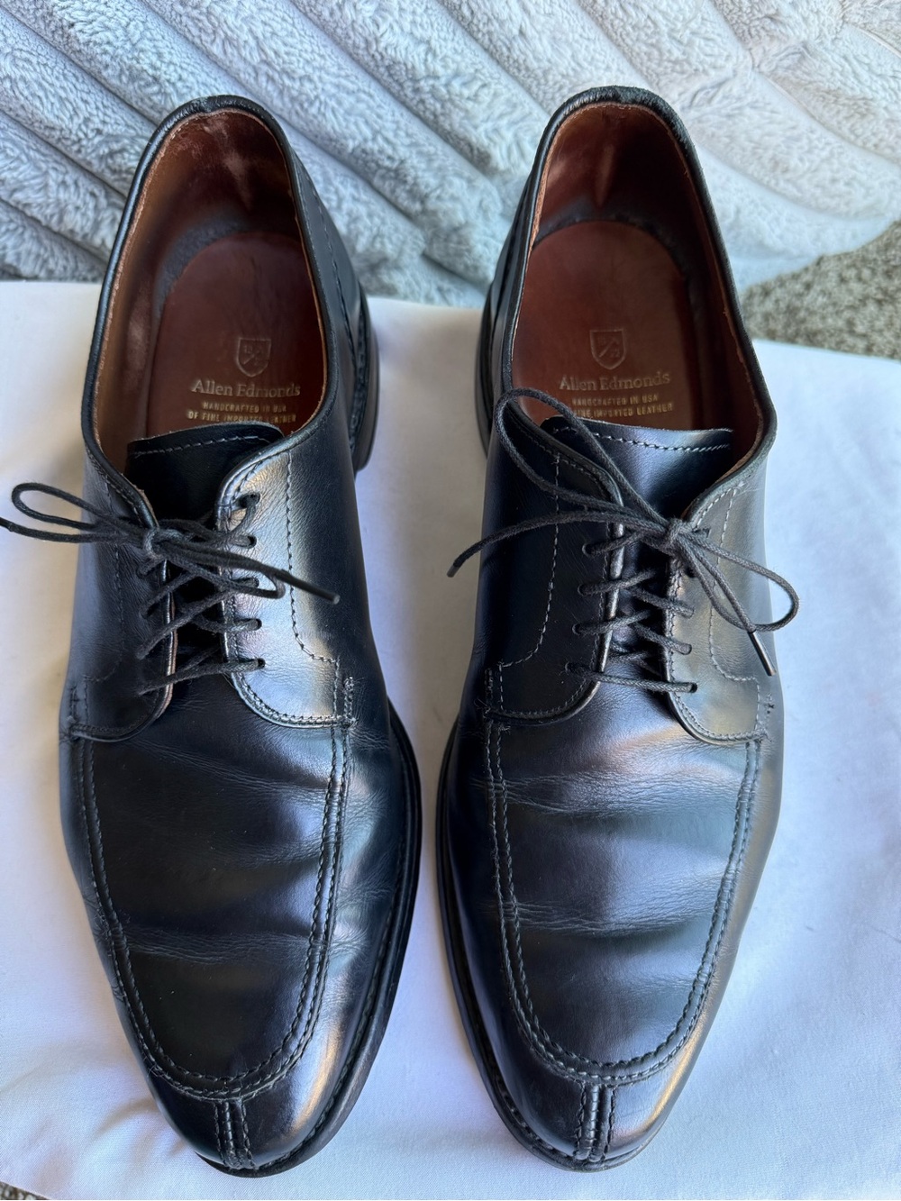 Allen Edmonds LaSalle Black Leather Split-Toe Derby Shoes Size 10